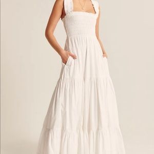 NWT Women's Smocked Bodice Easy Maxi Dress - Abercrombie & Fitch - XL TALL